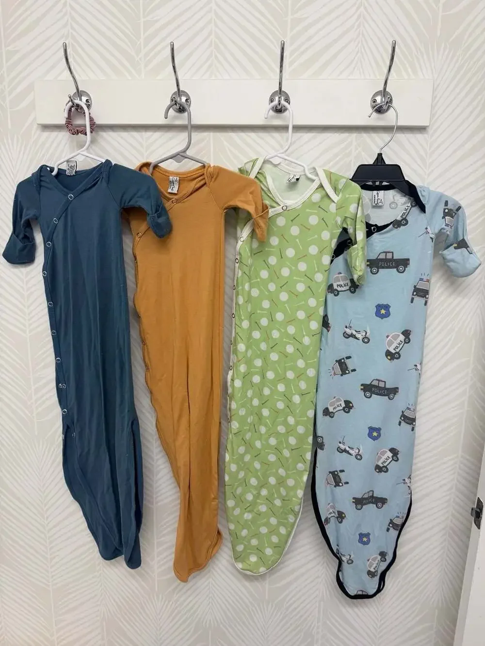 Copper Pearl Knotted Gown Lot of 4 Infant Sleeper Pajamas Police Golf
